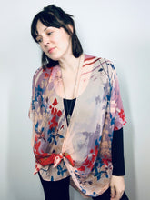 Load image into Gallery viewer, Pink and Red Abstract Sheer Kimono