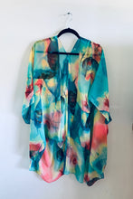 Load image into Gallery viewer, Teal Abstract Sheer Kimono