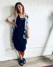 Load image into Gallery viewer, White with Black Floral Silhouette Sheer Kimono