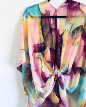 Load image into Gallery viewer, Pink and Purple Abstract Sheer Kimono