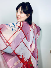 Load image into Gallery viewer, Pink and Red Abstract Sheer Kimono