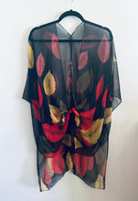 Load image into Gallery viewer, Black and Red Leaf Sheer Kimono
