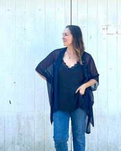 Load image into Gallery viewer, Navy Chiffon Kimono
