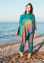 Load image into Gallery viewer, Turquoise Rainbow Reversible Paisley Pashmina Draped Shawl
