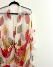 Load image into Gallery viewer, White and Red Leaf Sheer Kimono
