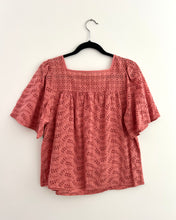 Load image into Gallery viewer, Vintage Coral Cotton Eyelet Boho Peasant Blouse
