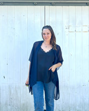 Load image into Gallery viewer, Navy Chiffon Kimono
