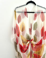 Load image into Gallery viewer, White and Red Leaf Sheer Kimono
