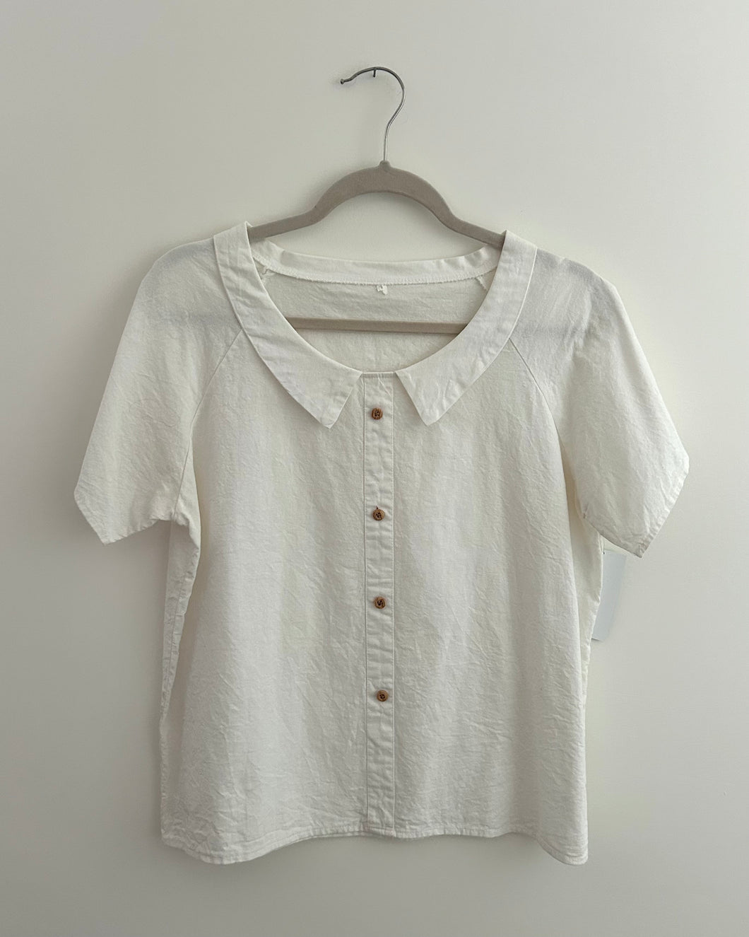 Vintage Cotton White Tee with Collar