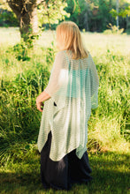 Load image into Gallery viewer, White and Aqua Polka Dot Sheer Kimono
