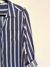 Load image into Gallery viewer, Blue and White super soft stripe button up blouse- Medium
