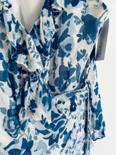 Load image into Gallery viewer, Polo Ralph Lauren ruffle blue and white floral wrap- size 8
