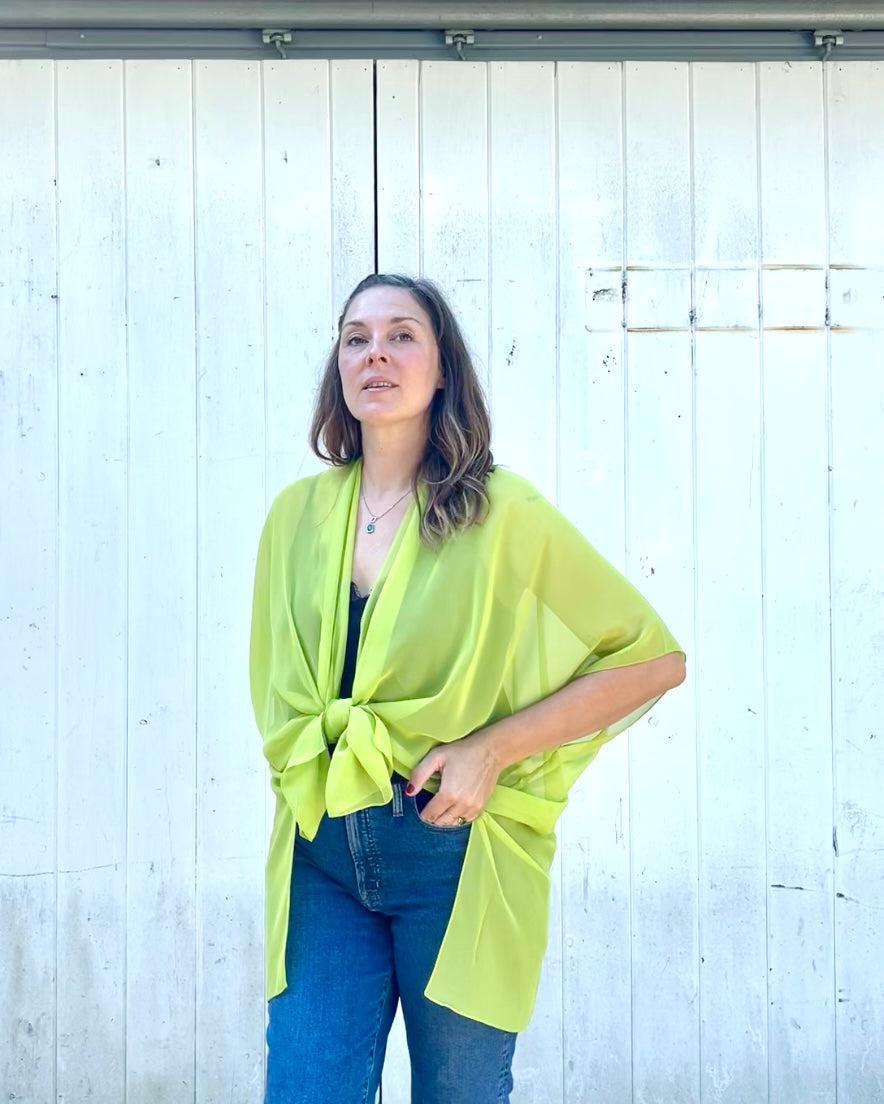 Lime Green Sheer Kimono