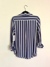 Load image into Gallery viewer, Blue and White super soft stripe button up blouse- Medium
