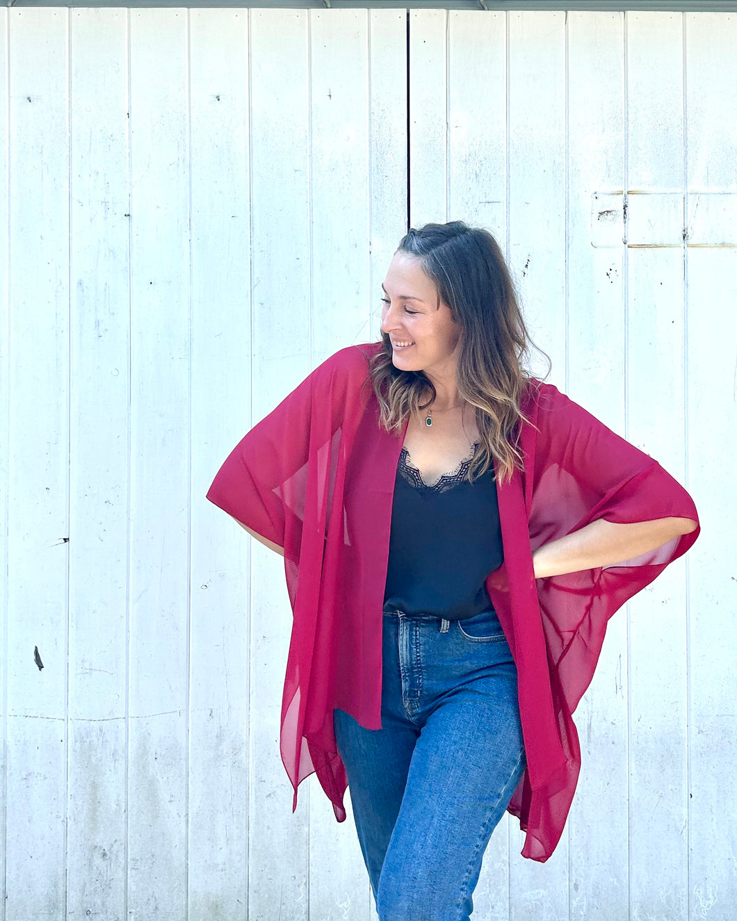 Red Sheer Kimono