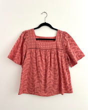 Load image into Gallery viewer, Vintage Coral Cotton Eyelet Boho Peasant Blouse
