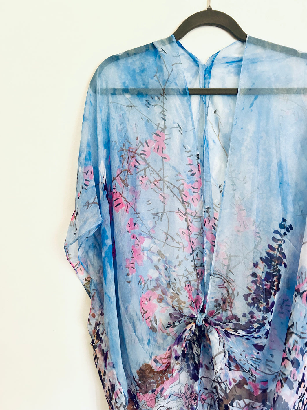 Blue, Pink and Purple Floral Sheer Kimono