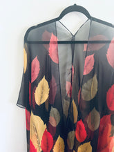 Load image into Gallery viewer, Black and Red Leaf Sheer Kimono
