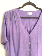 Load image into Gallery viewer, Frank and Oak lilac purple button up blouse with flutter sleeve- Small to Large
