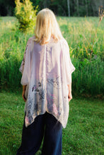 Load image into Gallery viewer, Grey and Purple Bird and Floral Sheer Kimono
