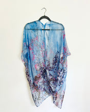 Load image into Gallery viewer, Blue, Pink and Purple Floral Sheer Kimono
