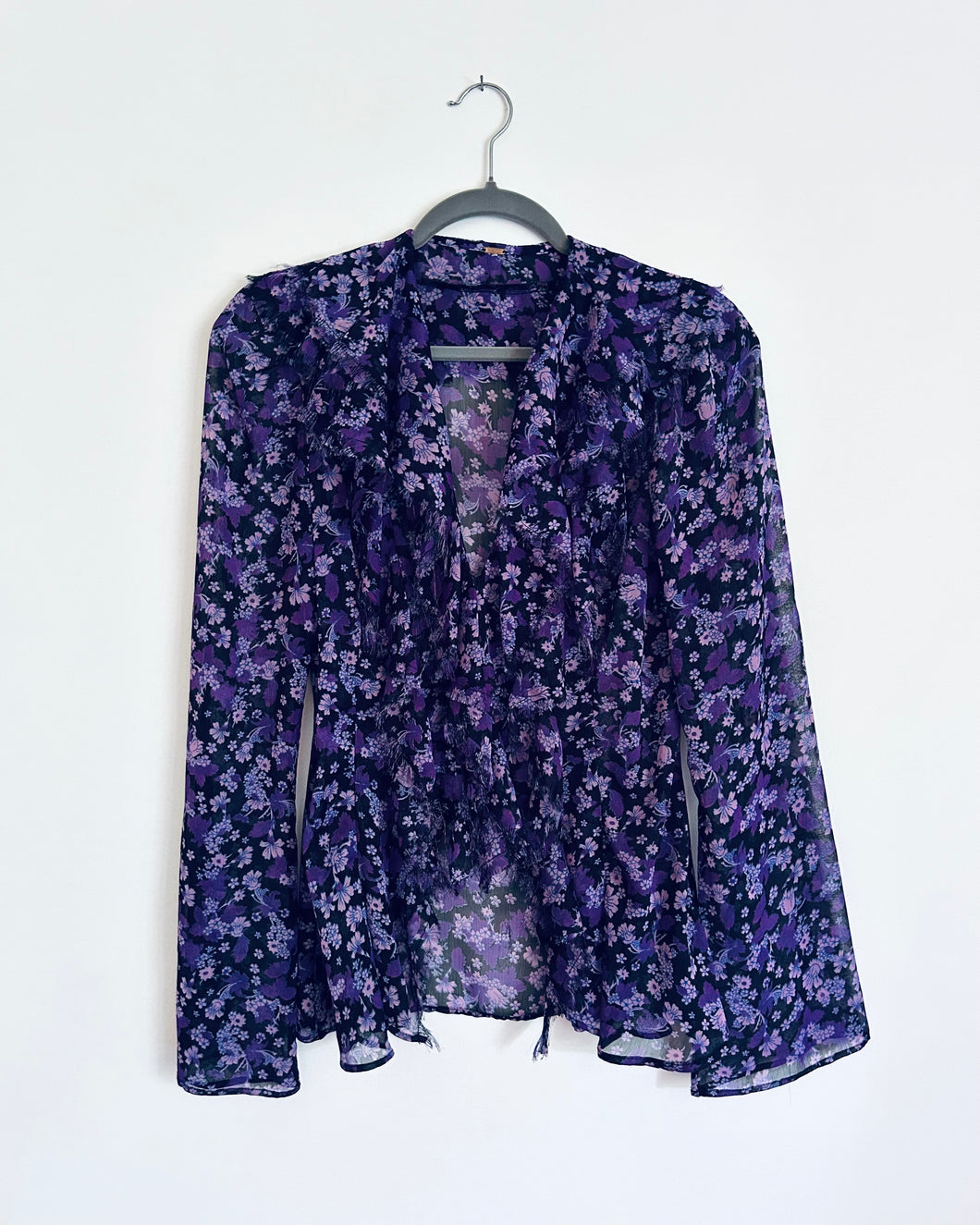 Free People purple floral sheer blouse- Medium/Large