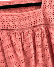 Load image into Gallery viewer, Vintage Coral Cotton Eyelet Boho Peasant Blouse
