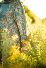 Load image into Gallery viewer, Turquoise and Gold Paisley Reversible Shawl
