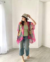 Load image into Gallery viewer, Pink Peacock Sheer Kimono
