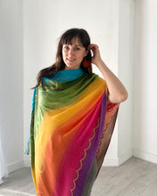 Load image into Gallery viewer, Pastel Rainbow Reversible Paisley Pashmina Draped Shawl
