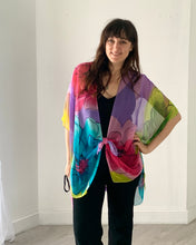 Load image into Gallery viewer, Purple and Yellow Floral Sheer Kimono
