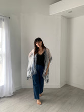 Load image into Gallery viewer, Grey and White Ultra Sheer Kimono
