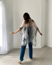Load image into Gallery viewer, Grey and White Ultra Sheer Kimono

