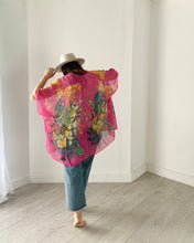 Load image into Gallery viewer, Pink Peacock Sheer Kimono
