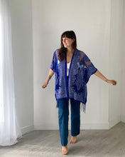 Load image into Gallery viewer, Royal Blue Sheer Burnout Kimono
