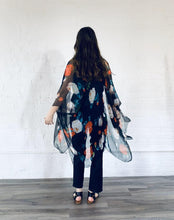 Load image into Gallery viewer, Black and Red Rose Sheer Kimono
