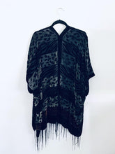 Load image into Gallery viewer, Grey and Black Animal Print Velvet Burnout Kimono
