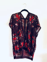 Load image into Gallery viewer, Burgundy and Red Velvet Burnout Slim Fit Kimono
