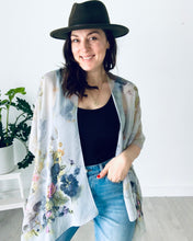 Load image into Gallery viewer, Light Grey Floral Sheer Kimono
