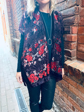 Load image into Gallery viewer, Burgundy Floral Velvet Burnout Slim Fit Kimono
