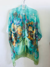 Load image into Gallery viewer, Turquoise and Yellow Floral Sheer Kimono
