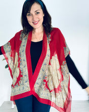 Load image into Gallery viewer, Red Paisley Border Sheer Kimono
