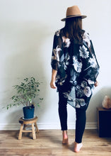 Load image into Gallery viewer, Black Floral Sheer Kimono
