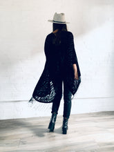 Load image into Gallery viewer, Black Zebra Velvet Burnout Kimono
