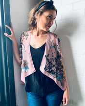 Load image into Gallery viewer, Light Pink Mixed Floral Sheer Cropped Kimono
