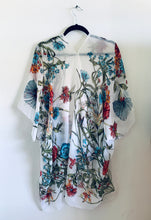 Load image into Gallery viewer, White Tropical Floral Sheer Kimono
