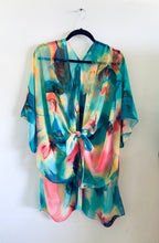 Load image into Gallery viewer, Teal Abstract Sheer Kimono
