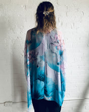Load image into Gallery viewer, Lavender and Turquoise Abstract Floral Sheer Kimono
