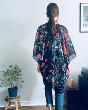 Load image into Gallery viewer, Navy Tropical Floral Sheer Kimono
