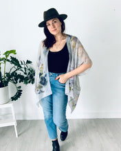 Load image into Gallery viewer, Light Grey Floral Sheer Kimono
